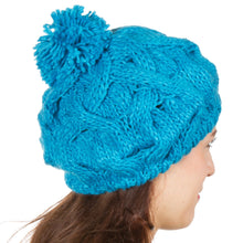 Charger l&#39;image dans la galerie, Cable Knit Pom Pom Thick Slouch Hat
