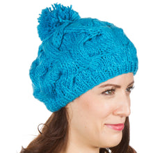 Charger l&#39;image dans la galerie, Cable Knit Pom Pom Thick Slouch Hat
