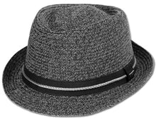 Load image into Gallery viewer, Mens Structured 100% Paper Straw Black Band Fedora Hat
