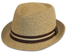 Load image into Gallery viewer, Mens Structured 100% Paper Straw Black Band Fedora Hat
