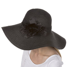 Charger l&#39;image dans la galerie, Daisy UPF 50+ 100% Paper Straw Flower Accent Wide Brim Floppy Hat
