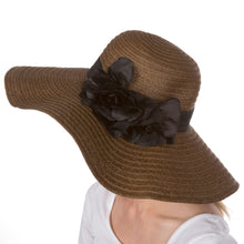 Charger l&#39;image dans la galerie, Daisy UPF 50+ 100% Paper Straw Flower Accent Wide Brim Floppy Hat
