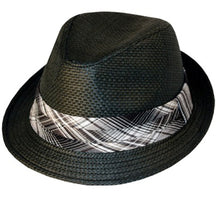 Charger l&#39;image dans la galerie, Mens Structured 100% Paper Straw Matching Plaid Band Fedora Hat

