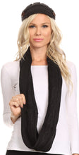 Load image into Gallery viewer, Bri Classic Button Cable Knit Beanie Hat And Matching Infinity Scarf Set
