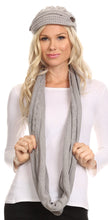 Load image into Gallery viewer, Bri Classic Button Cable Knit Beanie Hat And Matching Infinity Scarf Set
