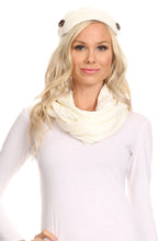 Load image into Gallery viewer, Bri Classic Button Cable Knit Beanie Hat And Matching Infinity Scarf Set
