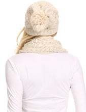 Load image into Gallery viewer, Haile Metallic Threaded Woven Classic Hat Beanie And Infinity Scarf Set
