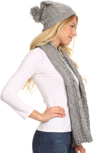 Load image into Gallery viewer, Haile Metallic Threaded Woven Classic Hat Beanie And Infinity Scarf Set
