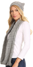Load image into Gallery viewer, Haile Metallic Threaded Woven Classic Hat Beanie And Infinity Scarf Set
