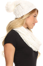 Load image into Gallery viewer, Haile Metallic Threaded Woven Classic Hat Beanie And Infinity Scarf Set
