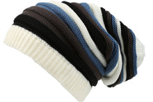 Charger l&#39;image dans la galerie, Ceelo Long Tall Slouchy Unisex Striped Ribbed Kint Adjustable Beanie Hat
