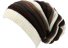 Charger l&#39;image dans la galerie, Ceelo Long Tall Slouchy Unisex Striped Ribbed Kint Adjustable Beanie Hat
