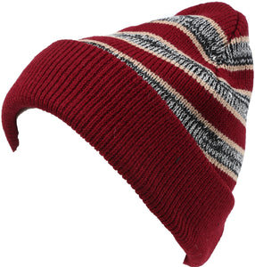 Cabbey Mid Weight Striped Multi Colored Ribbed Knit Unisex Beanie Hat