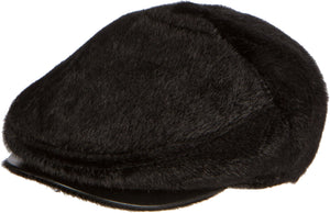 Faux Mink Fur Back Flap Ivy Driving Newsboy Cap Hat Adjustable Snap Front