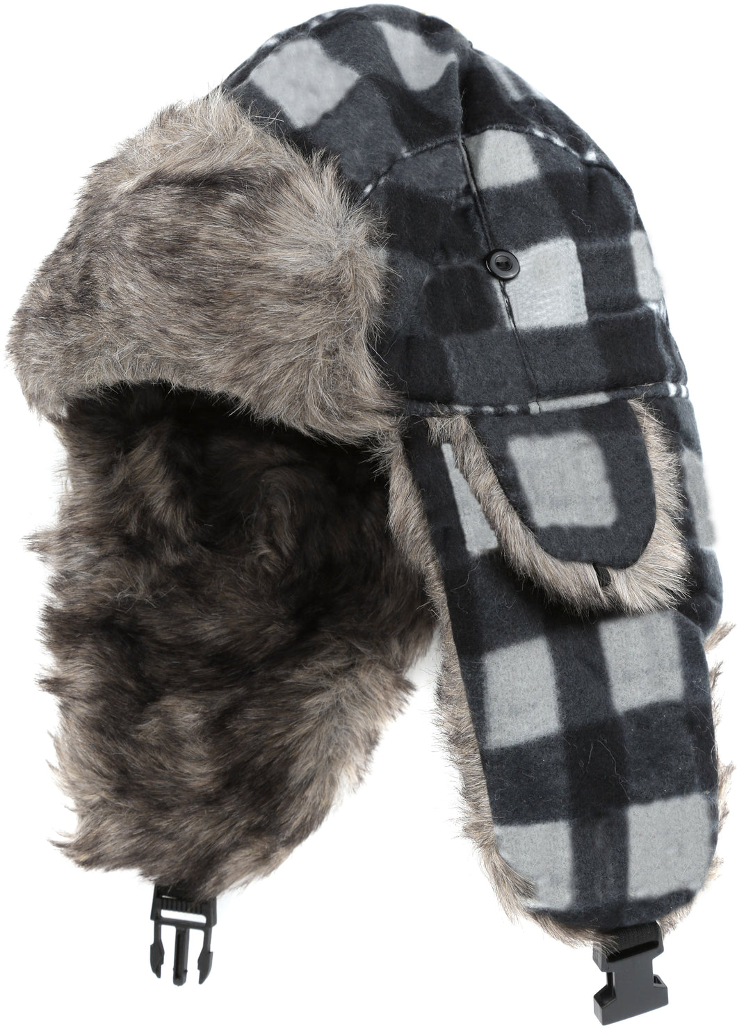 Caele Unisex Ear Flap Faux Fur Lined Chin Buckle Strap Winter Trooper Hat