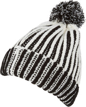 Charger l&#39;image dans la galerie, Rhea Unisex Heathered Multi Colored Stripe Pom Pom Beanie Hat
