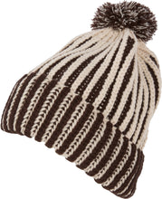 Charger l&#39;image dans la galerie, Rhea Unisex Heathered Multi Colored Stripe Pom Pom Beanie Hat
