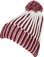Charger l&#39;image dans la galerie, Rhea Unisex Heathered Multi Colored Stripe Pom Pom Beanie Hat
