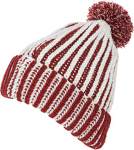 Charger l&#39;image dans la galerie, Rhea Unisex Heathered Multi Colored Stripe Pom Pom Beanie Hat
