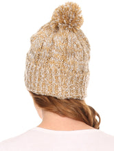 Load image into Gallery viewer, Greer Unisex Heathered Textured Knit Pom Pom Beanie Hat
