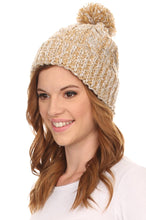 Load image into Gallery viewer, Greer Unisex Heathered Textured Knit Pom Pom Beanie Hat
