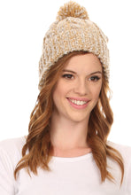 Load image into Gallery viewer, Greer Unisex Heathered Textured Knit Pom Pom Beanie Hat

