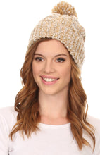 Load image into Gallery viewer, Greer Unisex Heathered Textured Knit Pom Pom Beanie Hat
