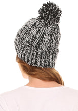 Load image into Gallery viewer, Greer Unisex Heathered Textured Knit Pom Pom Beanie Hat
