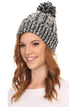 Load image into Gallery viewer, Greer Unisex Heathered Textured Knit Pom Pom Beanie Hat
