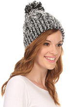 Load image into Gallery viewer, Greer Unisex Heathered Textured Knit Pom Pom Beanie Hat
