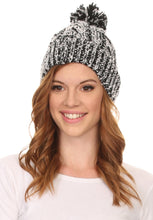 Load image into Gallery viewer, Greer Unisex Heathered Textured Knit Pom Pom Beanie Hat
