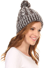Load image into Gallery viewer, Greer Unisex Heathered Textured Knit Pom Pom Beanie Hat
