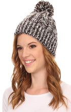 Load image into Gallery viewer, Greer Unisex Heathered Textured Knit Pom Pom Beanie Hat
