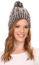 Load image into Gallery viewer, Greer Unisex Heathered Textured Knit Pom Pom Beanie Hat
