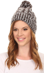 Greer Unisex Heathered Textured Knit Pom Pom Beanie Hat