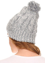 Load image into Gallery viewer, Greer Unisex Heathered Textured Knit Pom Pom Beanie Hat
