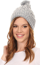Load image into Gallery viewer, Greer Unisex Heathered Textured Knit Pom Pom Beanie Hat

