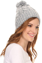 Load image into Gallery viewer, Greer Unisex Heathered Textured Knit Pom Pom Beanie Hat
