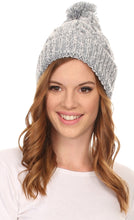 Load image into Gallery viewer, Greer Unisex Heathered Textured Knit Pom Pom Beanie Hat
