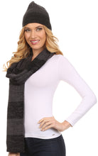 Load image into Gallery viewer, Robin Unisex Ribbed Knit Heather Beanie Hat And Scarf Set
