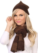 Load image into Gallery viewer, Robin Unisex Ribbed Knit Heather Beanie Hat And Scarf Set
