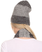 Load image into Gallery viewer, Robin Unisex Ribbed Knit Heather Beanie Hat And Scarf Set

