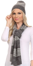 Load image into Gallery viewer, Robin Unisex Ribbed Knit Heather Beanie Hat And Scarf Set
