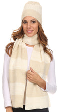 Load image into Gallery viewer, Robin Unisex Ribbed Knit Heather Beanie Hat And Scarf Set
