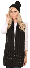 Load image into Gallery viewer, Kae Jewel Studded Cable Knit Beanie Hat And Scarf Set
