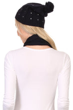 Load image into Gallery viewer, Kae Jewel Studded Cable Knit Beanie Hat And Scarf Set
