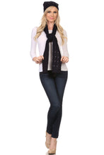 Load image into Gallery viewer, Kae Jewel Studded Cable Knit Beanie Hat And Scarf Set
