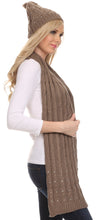 Load image into Gallery viewer, Kae Jewel Studded Cable Knit Beanie Hat And Scarf Set
