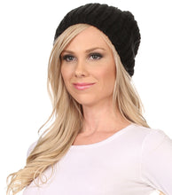 Charger l&#39;image dans la galerie, Lax Wide Unisex Cable Knit Large Pom Pom Bobble Beanie Hat Cap
