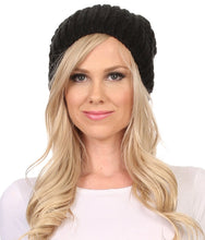 Charger l&#39;image dans la galerie, Lax Wide Unisex Cable Knit Large Pom Pom Bobble Beanie Hat Cap
